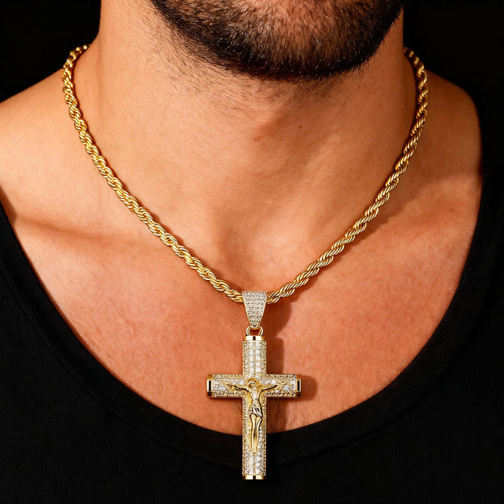 Christianartworkshop Jesus Crucifix Paved Necklace: Sparkling Detail for Faith & Daily Style - image 1