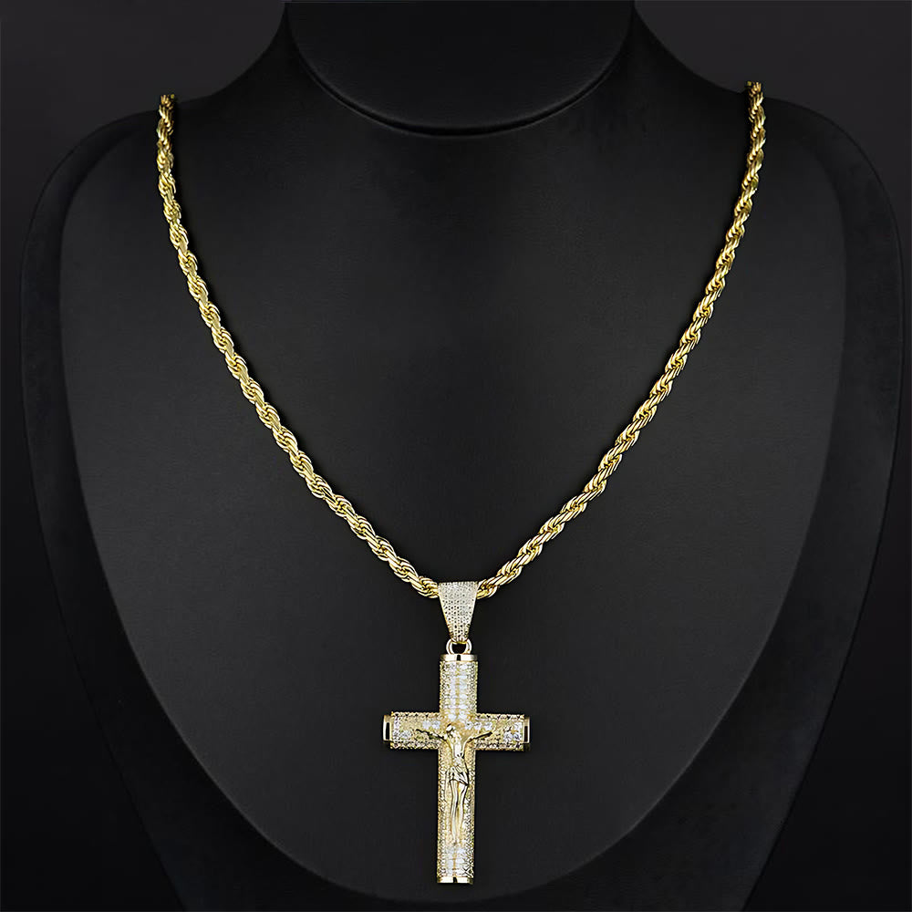 Christianartworkshop Jesus Crucifix Paved Necklace: Sparkling Detail for Faith & Daily Style - image 3