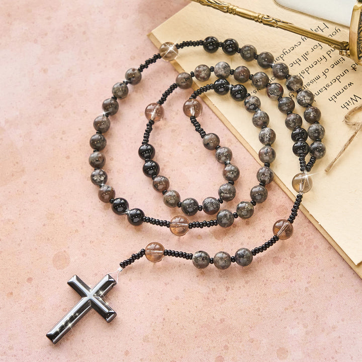 Christianartworkshop Color-Shifting Luminous Flame Stone Beads Rosary with Cross - image 8