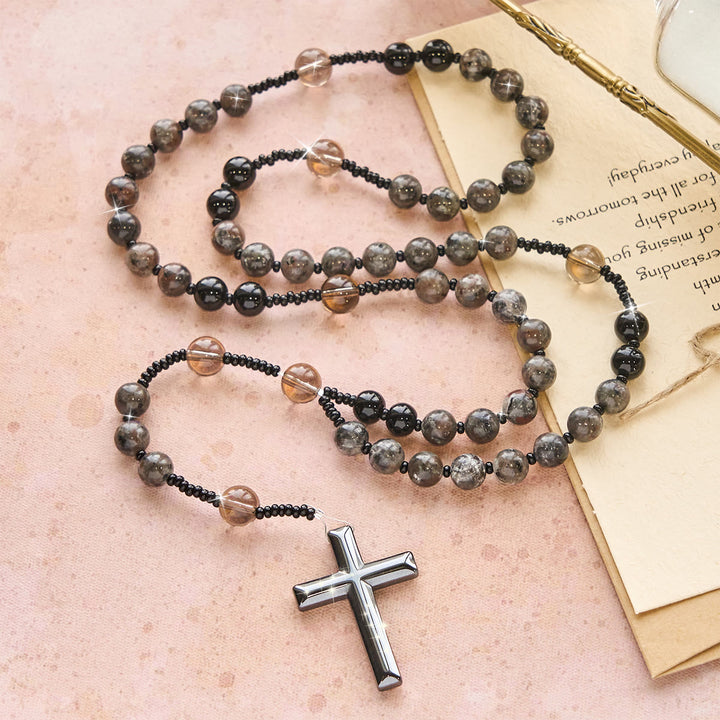 Christianartworkshop Color-Shifting Luminous Flame Stone Beads Rosary with Cross - image 7