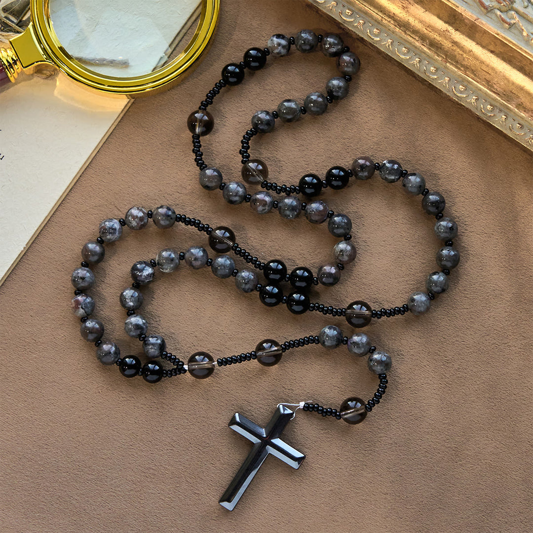 Christianartworkshop Color-Shifting Luminous Flame Stone Beads Rosary with Cross - image 9