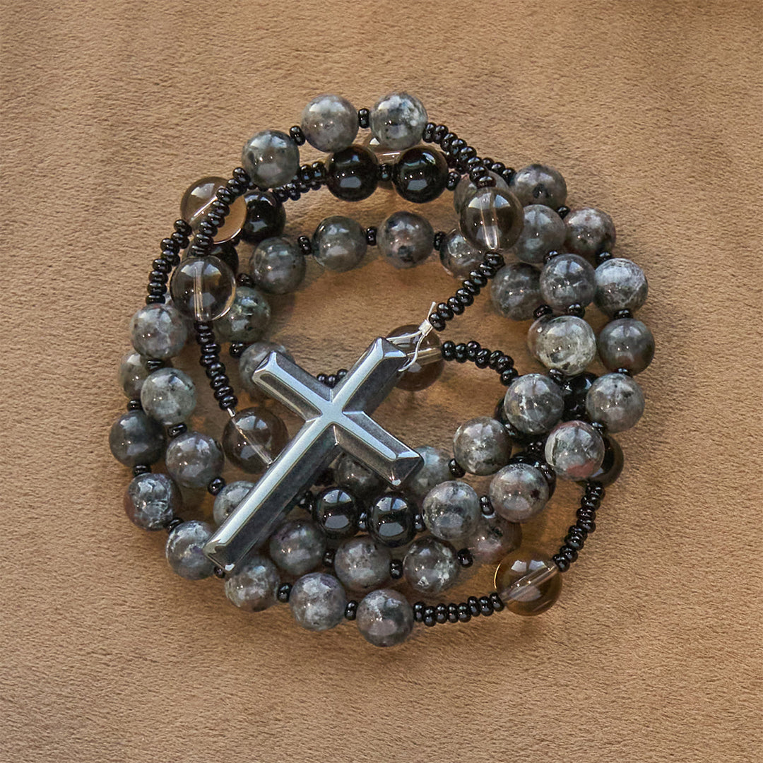 Christianartworkshop Color-Shifting Luminous Flame Stone Beads Rosary with Cross - image 10