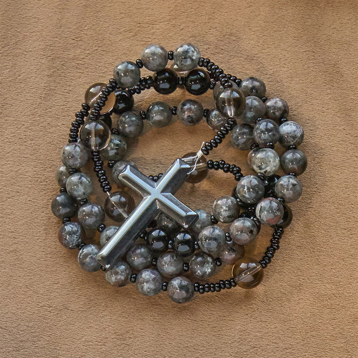 Christianartworkshop Color-Shifting Luminous Flame Stone Beads Rosary with Cross - image 10