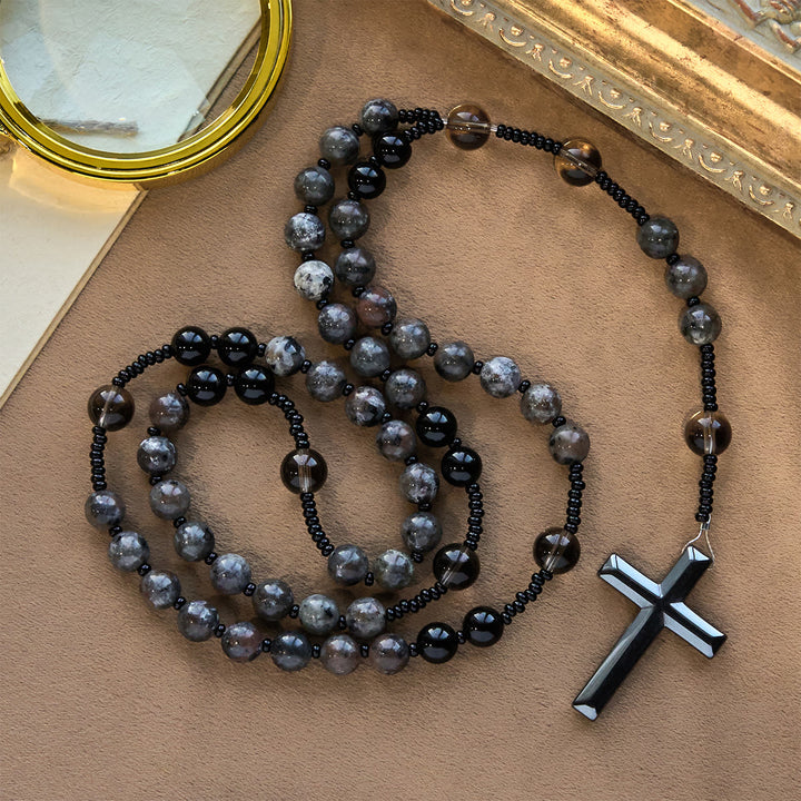 Christianartworkshop Color-Shifting Luminous Flame Stone Beads Rosary with Cross - image 11