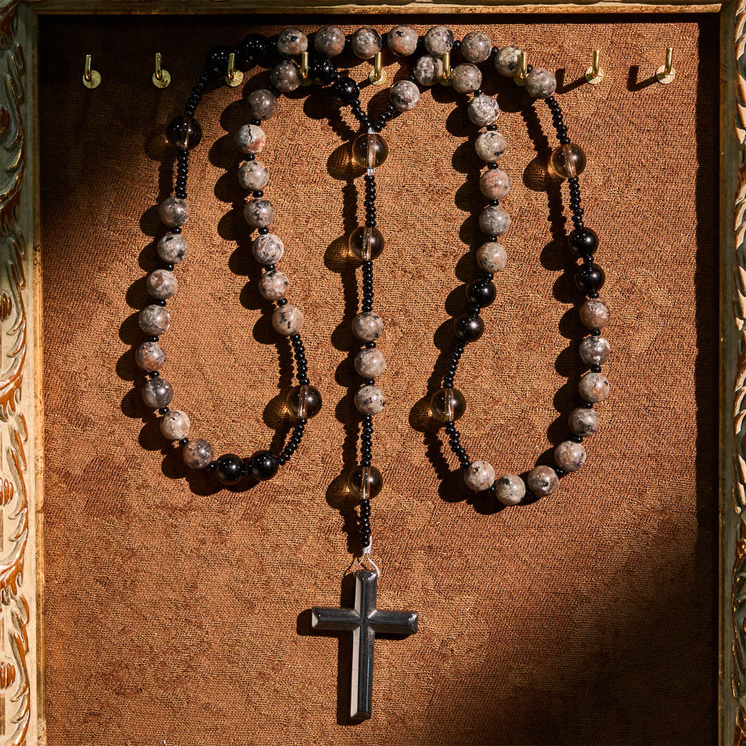 Christianartworkshop Color-Shifting Luminous Flame Stone Beads Rosary with Cross - image 5