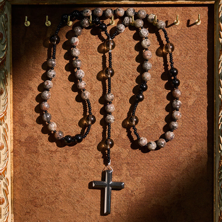 Christianartworkshop Color-Shifting Luminous Flame Stone Beads Rosary with Cross - image 5