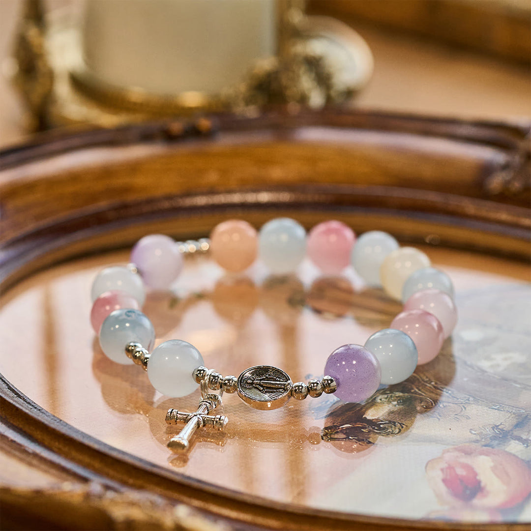 Christianartworkshop Pastel Glow Color-Shifting UV Bead Prayer Bracelet with Our Lady - image 3