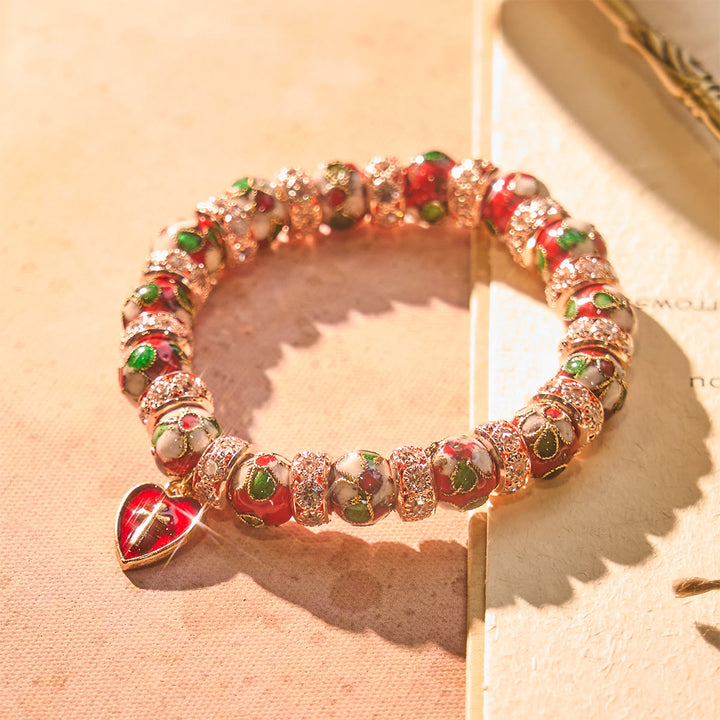Christianartworkshop Enamel Craft Red Bead Bracelet with Cross Heart Pendant - image 4