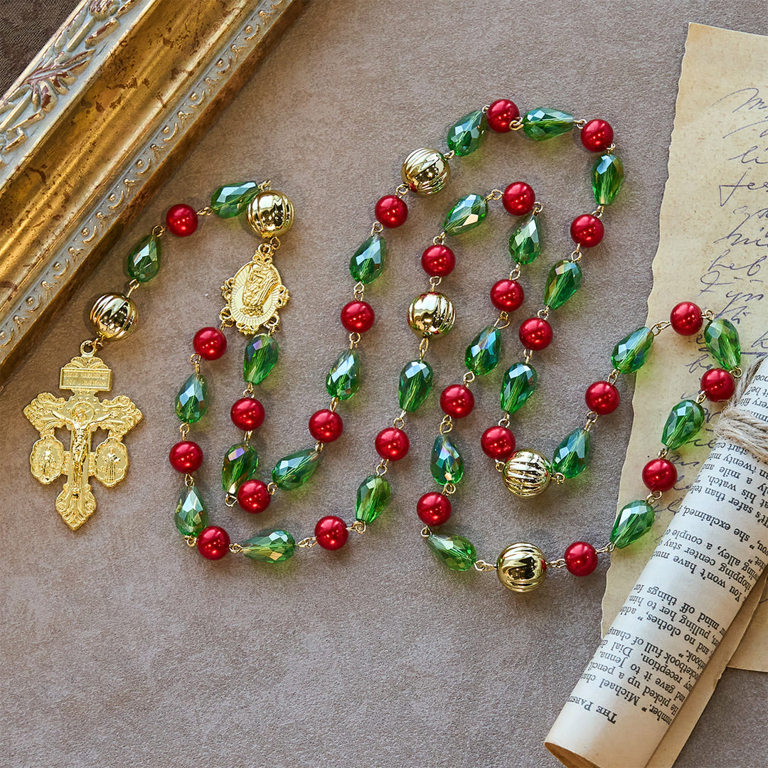 Christianartworkshop Pardon Crucifix Adorned Christmas Rosary: Faithful Companion & Festive Decor - image 6