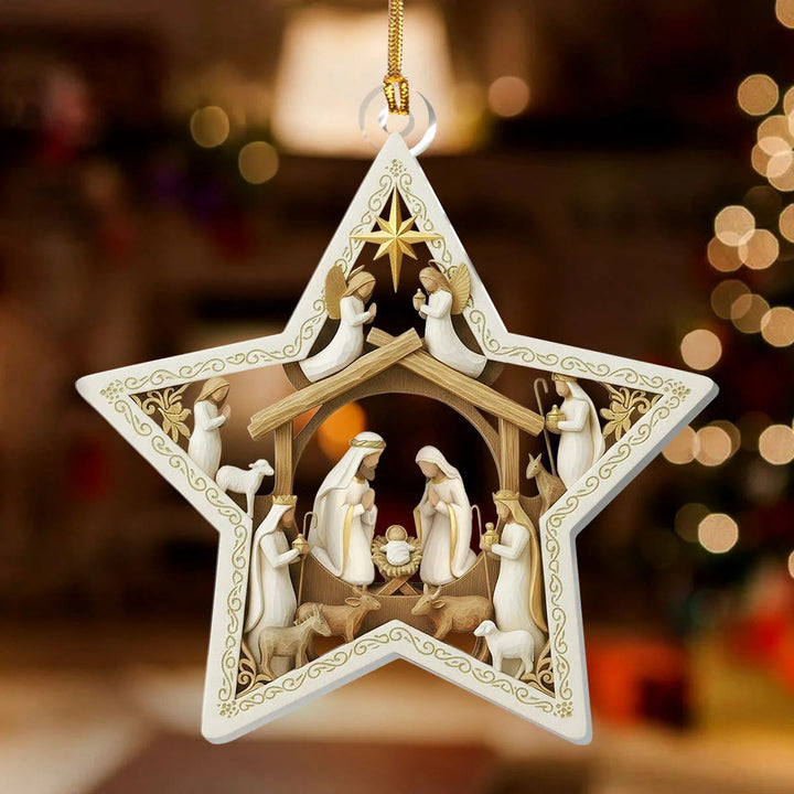 Christianartworkshop Guiding Star Nativity Hainging Ornament: Holy Birth Scene & Holiday Joy Accent - image 3