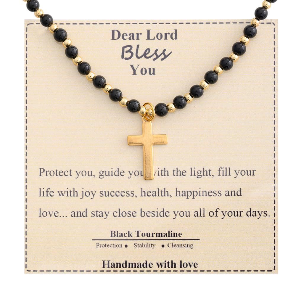 Christianartworkshop Blessed Stone Cross Necklace: Natural Gem Charm & Quiet Devotion Accent - Black Tourmaline - image 11