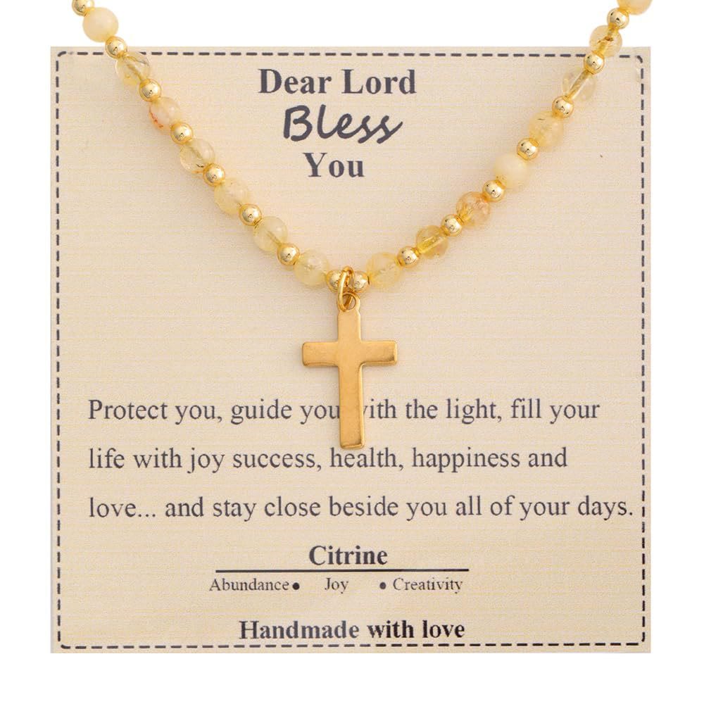 Christianartworkshop Blessed Stone Cross Necklace: Natural Gem Charm & Quiet Devotion Accent - Citrine - image 12