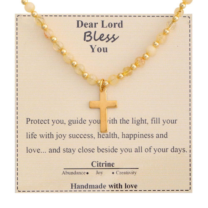 Christianartworkshop Blessed Stone Cross Necklace: Natural Gem Charm & Quiet Devotion Accent - Citrine - image 12
