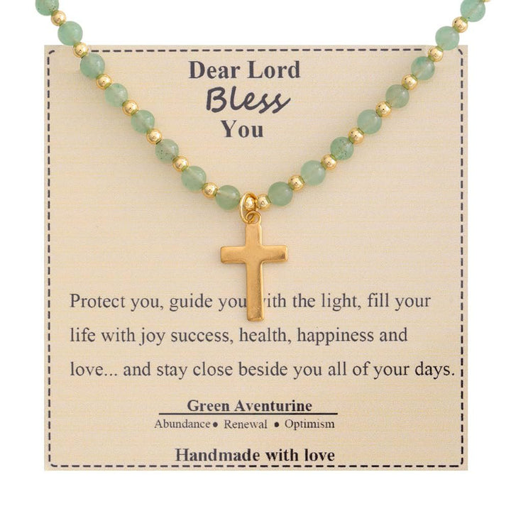 Christianartworkshop Blessed Stone Cross Necklace: Natural Gem Charm & Quiet Devotion Accent - Green Aventurine - image 15
