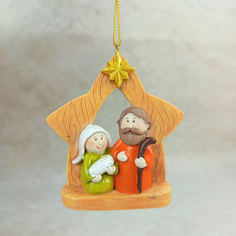 Christianartworkshop Holy Family Cross&Star Ornaments: Warm Faith Accent for Christmas Trees - image 4