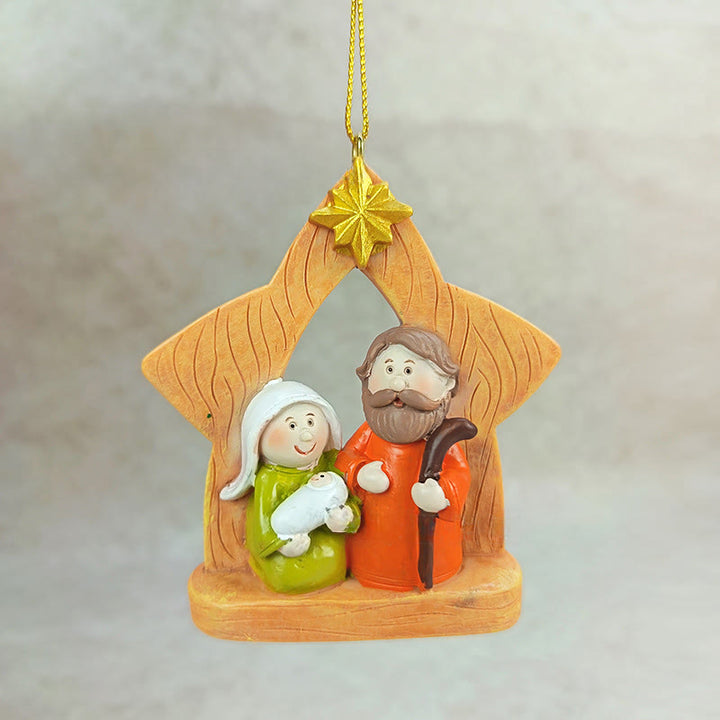 Christianartworkshop Holy Family Cross&Star Ornaments: Warm Faith Accent for Christmas Trees - image 4