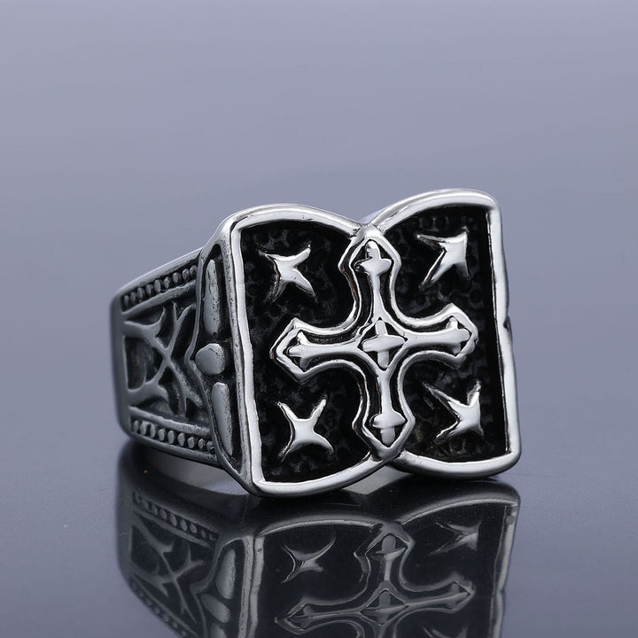 Christianartworkshop Rugged Cross Design Ring: Faith-Filled Accent for Casual Looks - UK Size Z（US 13） - image 0