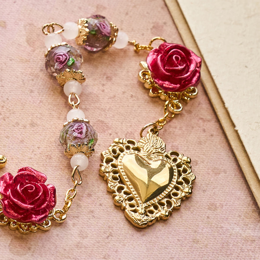 Christianartworkshop Rose Accent Devotion Rosary with Sacred Heart: Gentle Faith for Daily Prayer - image 4