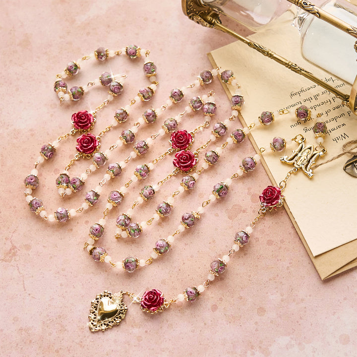 Christianartworkshop Rose Accent Devotion Rosary with Sacred Heart: Gentle Faith for Daily Prayer - image 2