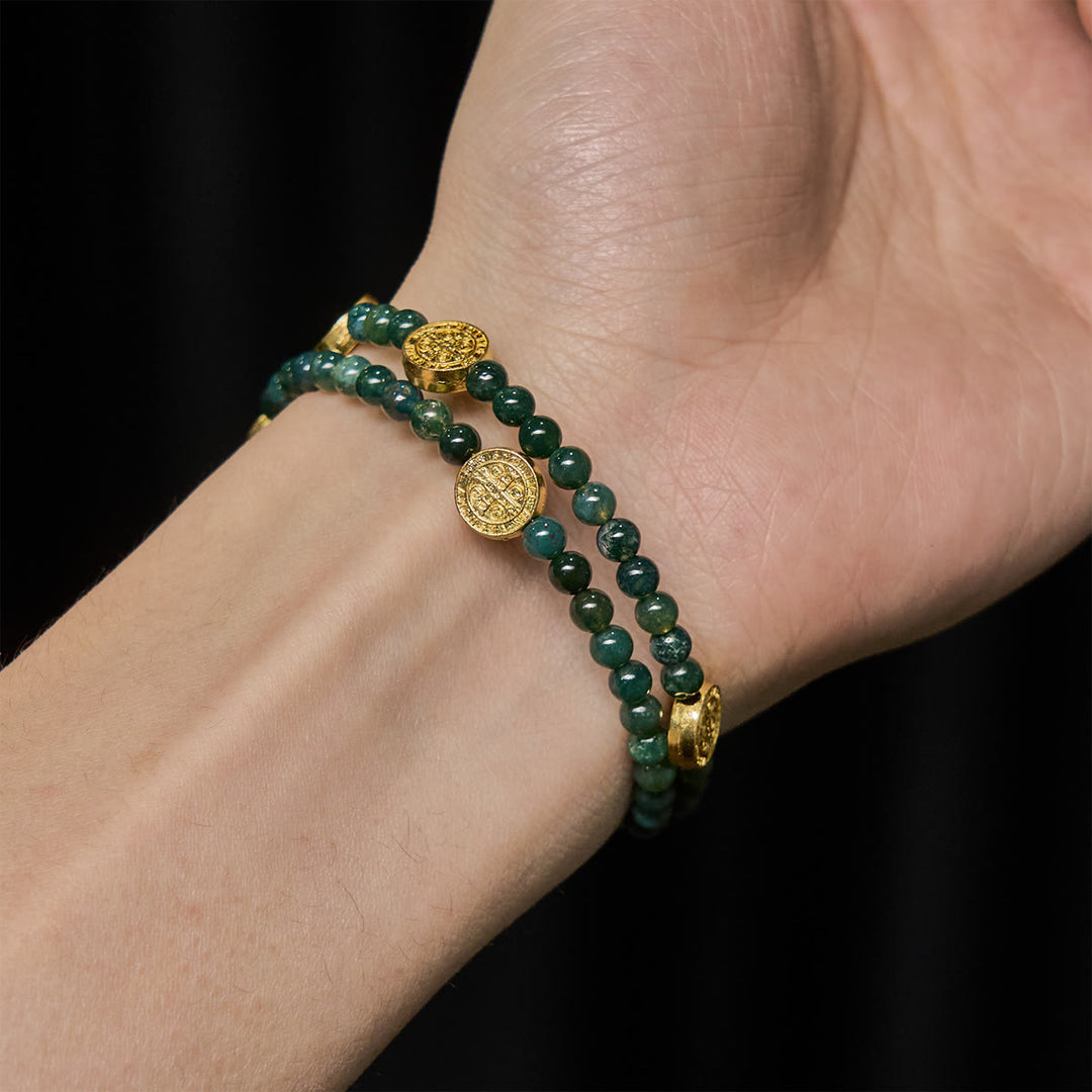 Christianartworkshop Water Grass Agate Memory Wire Rosary Bracelet: Tender Devotion for Daily Moments - image 1