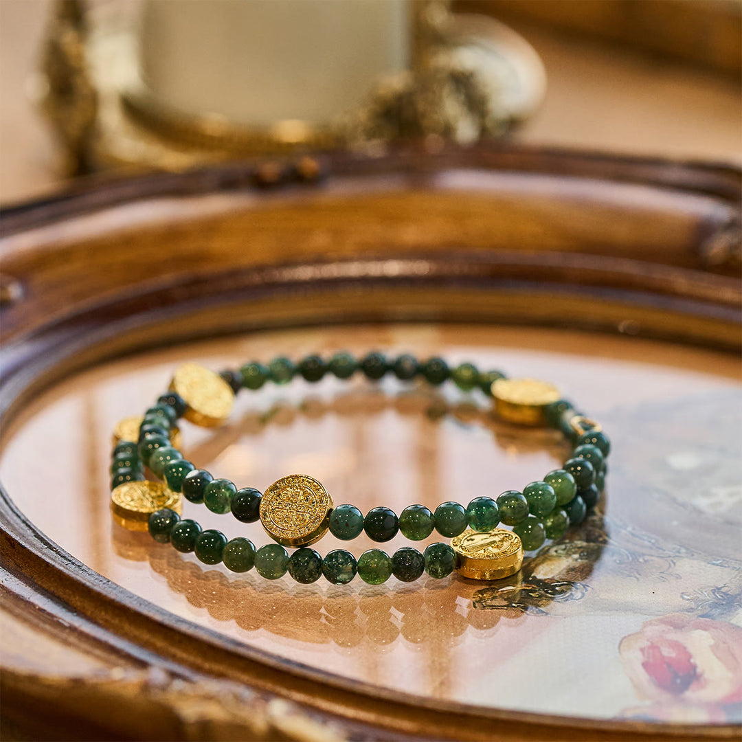 Christianartworkshop Water Grass Agate Memory Wire Rosary Bracelet: Tender Devotion for Daily Moments - image 2