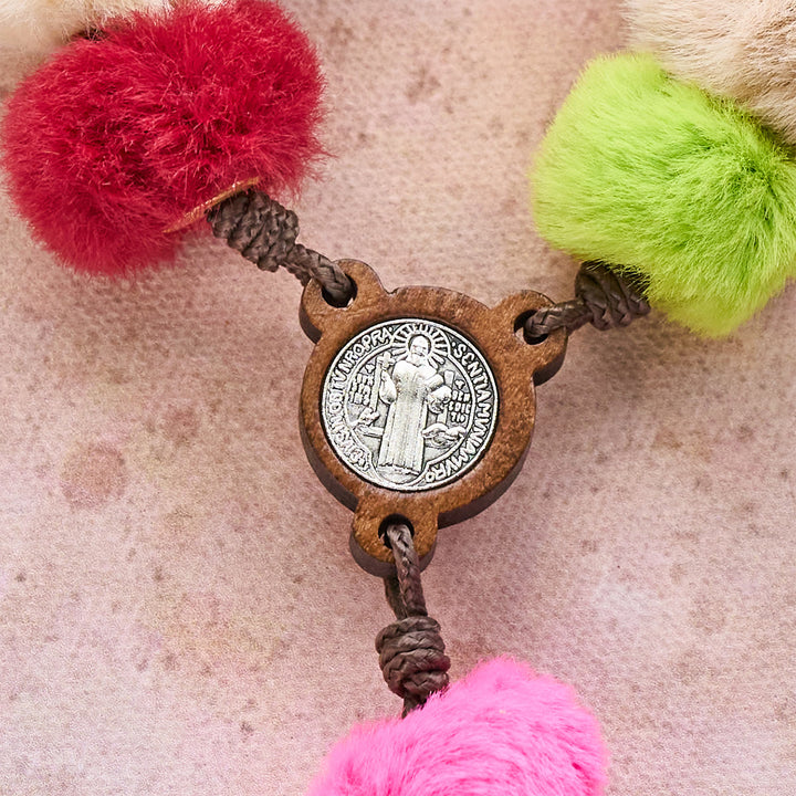 Christianartworkshop Colorful Fluffy Pom Pom Pocket Rosary: A Soft and Heartfelt Faith Gift - image 5