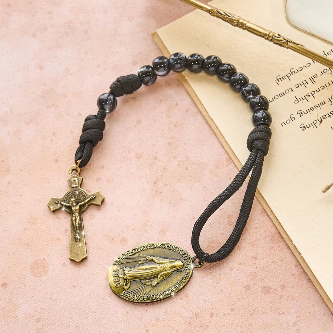 Christianartworkshop Classic Black Portable Faith Rosary with Bronze Our Lady with Crucifix - image 4