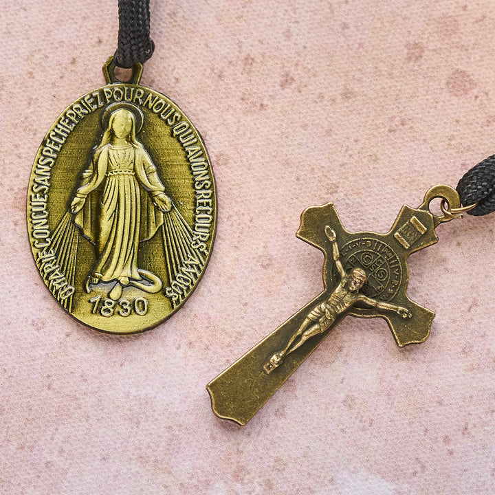 Christianartworkshop Classic Black Portable Faith Rosary with Bronze Our Lady with Crucifix - image 5