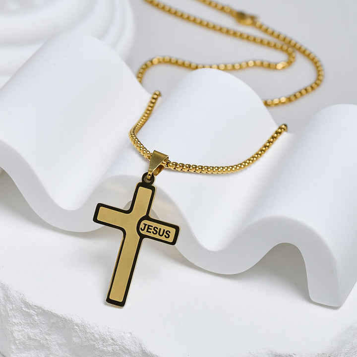 Christianartworkshop Minimalist Cross Necklace with "JESUS" Detail: Understated Expression of Faith - image 6