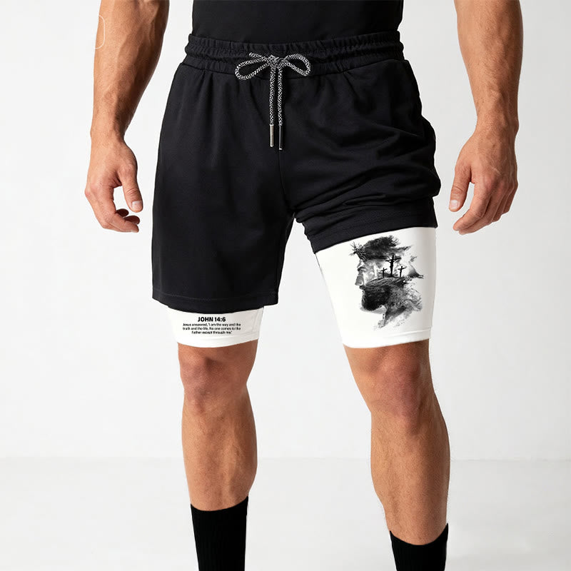 Christianartworkshop John 14:6 Faith Performance Shorts with Jesus & Cross Design: Wear Devotion Daily - image 3