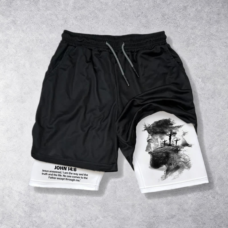 Christianartworkshop John 14:6 Faith Performance Shorts with Jesus & Cross Design: Wear Devotion Daily - 3XL - image 0