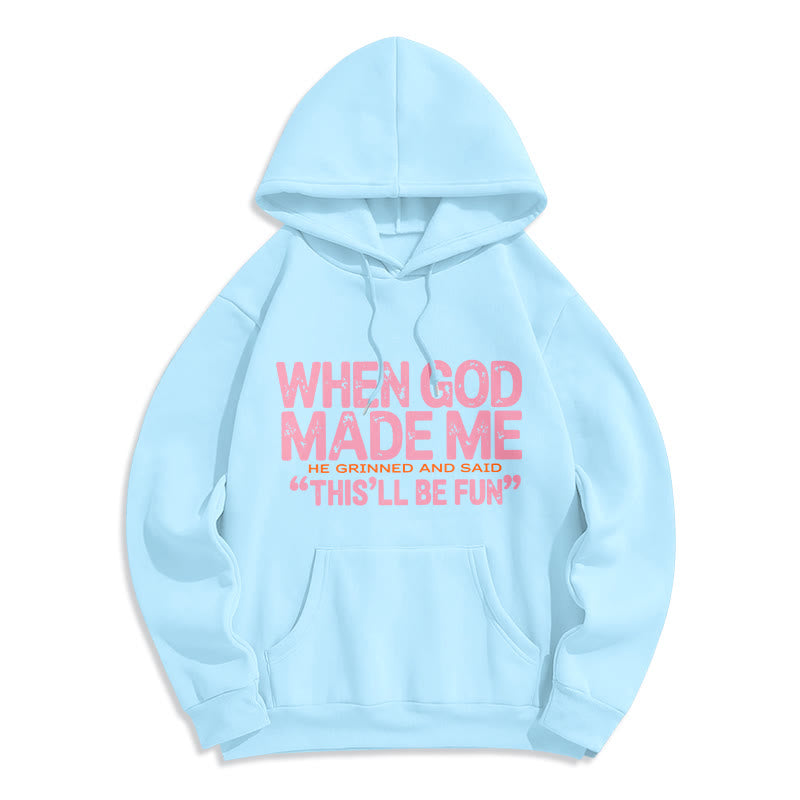 Christianartworkshop When God Made Me Faith Quote Fleece Lined Polyester Hoodie - Blue - 2XL - image 8