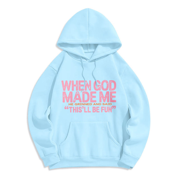 Christianartworkshop When God Made Me Faith Quote Fleece Lined Polyester Hoodie - Blue - 2XL - image 8