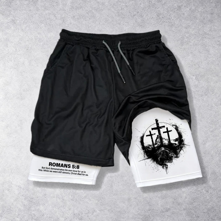 Christianartworkshop Romans 5:8 Scripture Performance Shorts: Embrace Christ's Sacrifice - 3XL - image 0