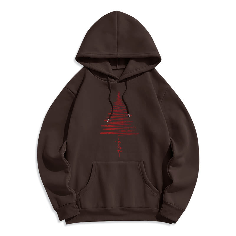 Christianartworkshop Christmas Faith Cross Graphic Fleece Lined Polyester Hoodie - Brown - 2XL - image 4