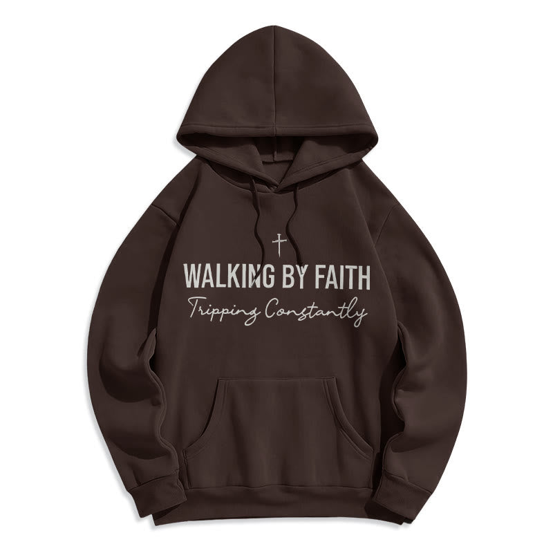 Christianartworkshop Walking By Faith Fleece Lined Polyester Hoodie - Brown - 2XL - image 4