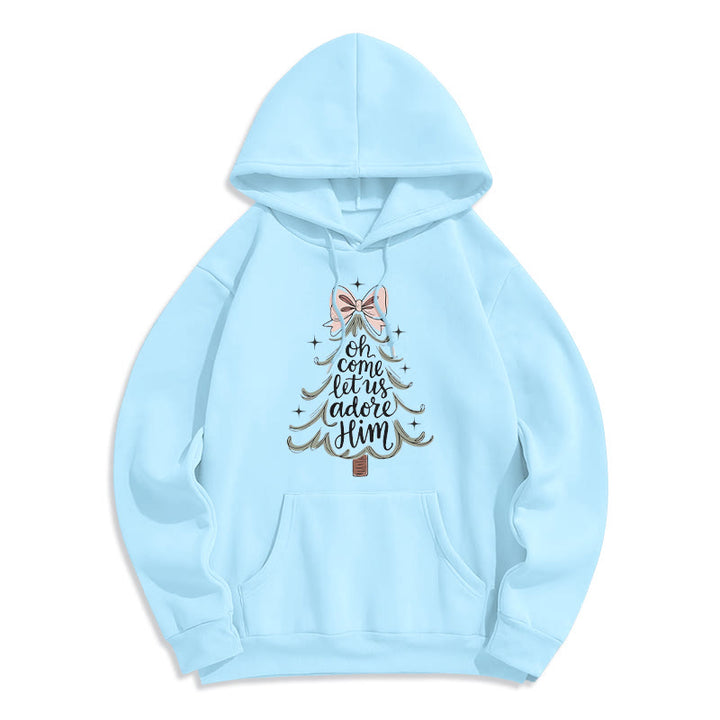 Christianartworkshop Oh Come Let Us Adore Him Christmas Fleece Lined Polyester Hoodie - Blue - 2XL - image 8