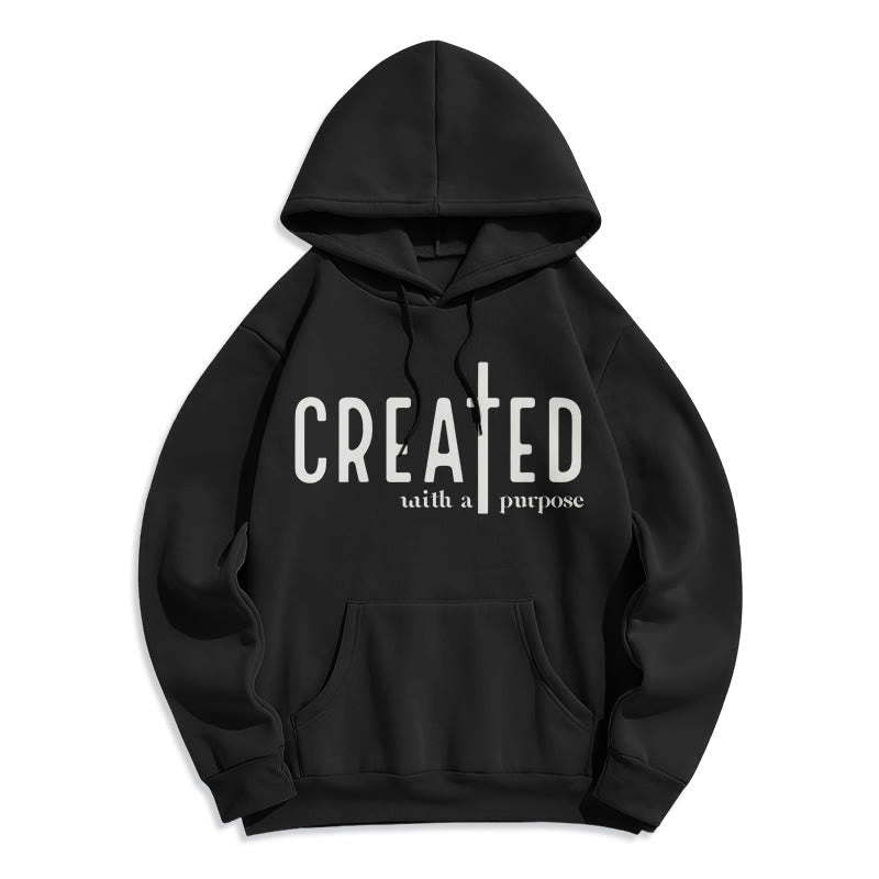 Christianartworkshop Created With a Purpose Fleece Lined Polyester Hoodie - Black - 2XL - image 7