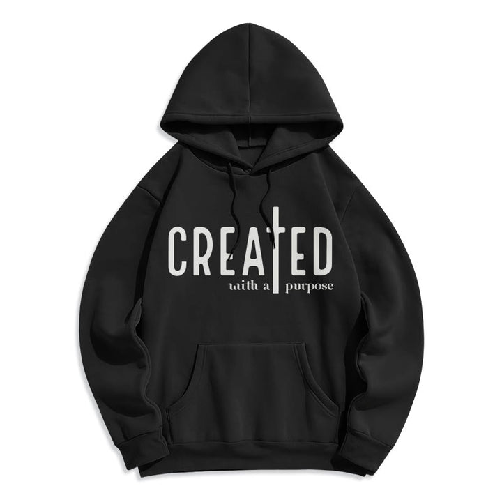 Christianartworkshop Created With a Purpose Fleece Lined Polyester Hoodie - Black - 2XL - image 7