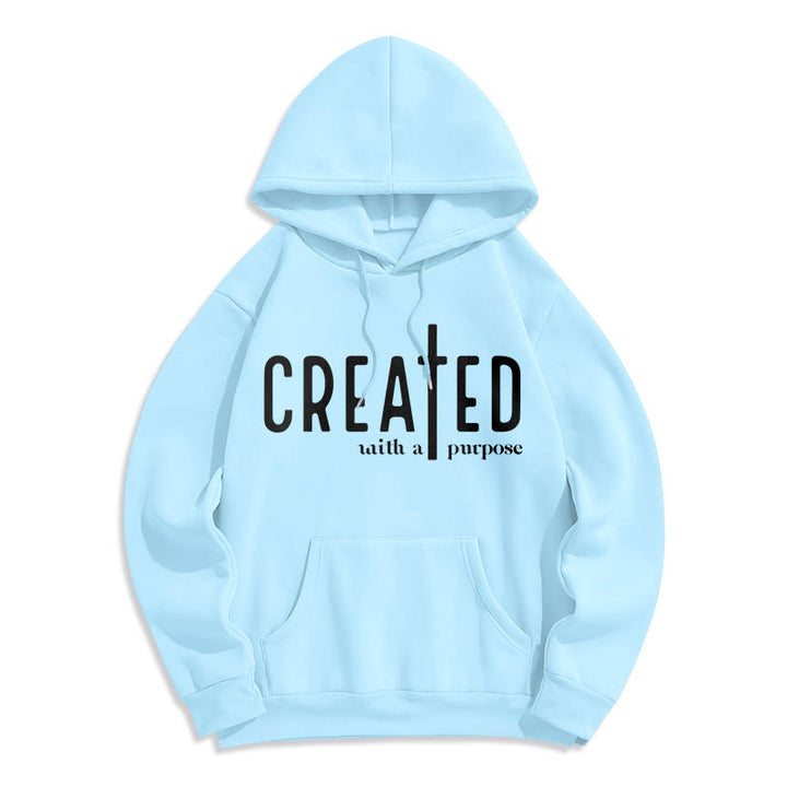 Christianartworkshop Created With a Purpose Fleece Lined Polyester Hoodie - Blue - 2XL - image 0