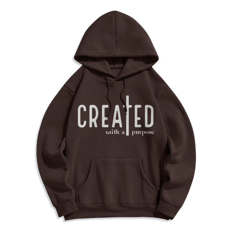 Christianartworkshop Created With a Purpose Fleece Lined Polyester Hoodie - Brown - 2XL - image 6