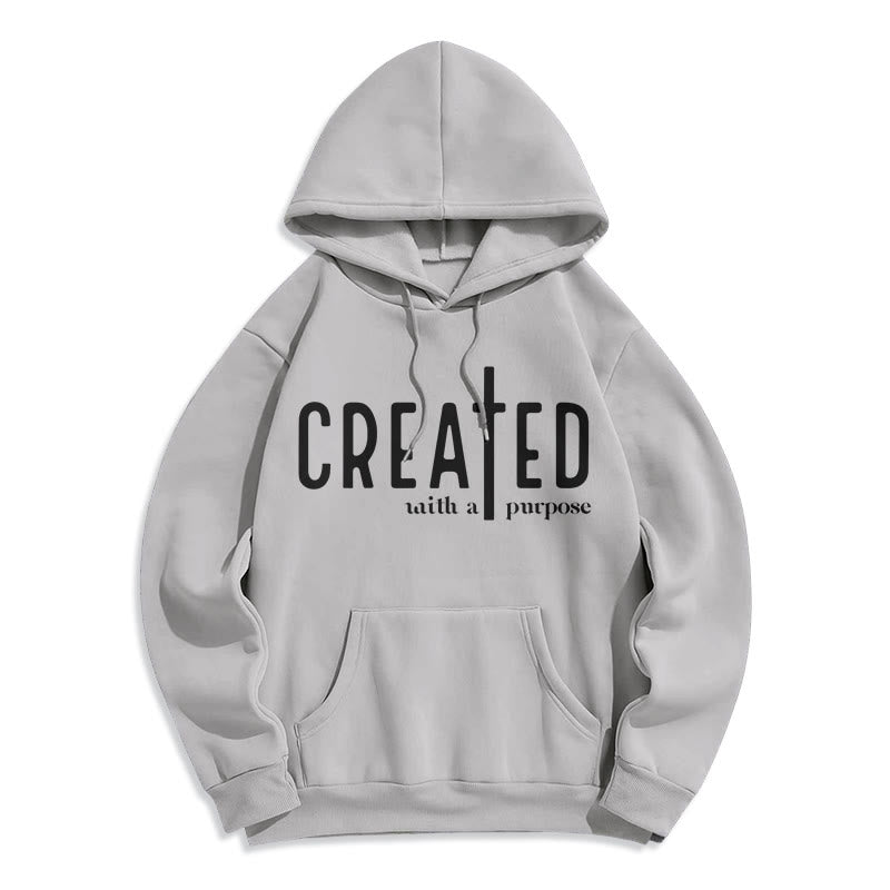 Christianartworkshop Created With a Purpose Fleece Lined Polyester Hoodie - Grey - 2XL - image 4