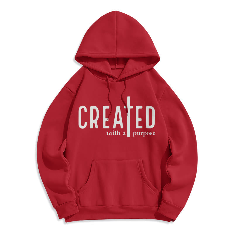 Christianartworkshop Created With a Purpose Fleece Lined Polyester Hoodie - Red - 2XL - image 1