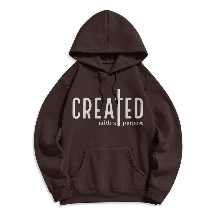 Christianartworkshop Created With a Purpose Fleece Lined Polyester Hoodie - Brown - 2XL - image 7