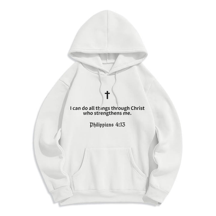 Christianartworkshop Philippians 4:13 Faith Fleece Lined Polyester Hoodie - White - 2XL - image 0