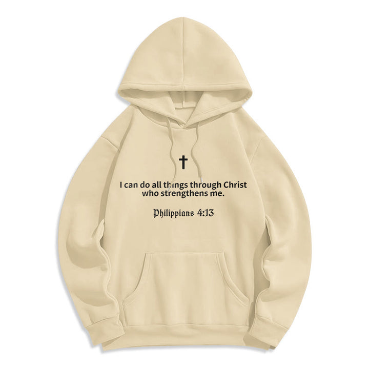 Christianartworkshop Philippians 4:13 Faith Fleece Lined Polyester Hoodie - Beige - 2XL - image 6