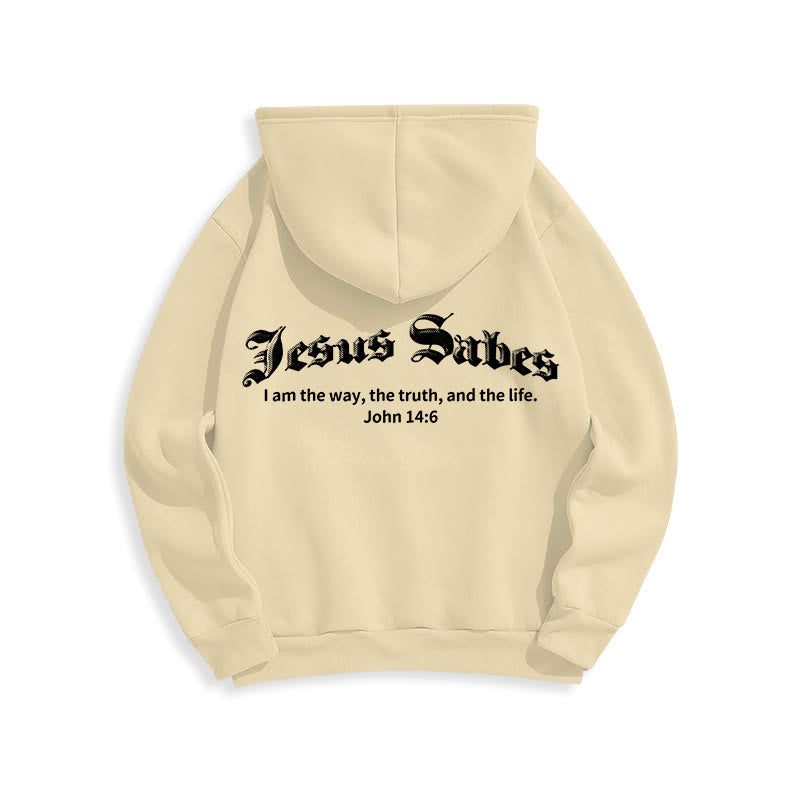 Christianartworkshop Jesus Saves John 14:6 Faith Fleece Lined Polyester Hoodie - image 24