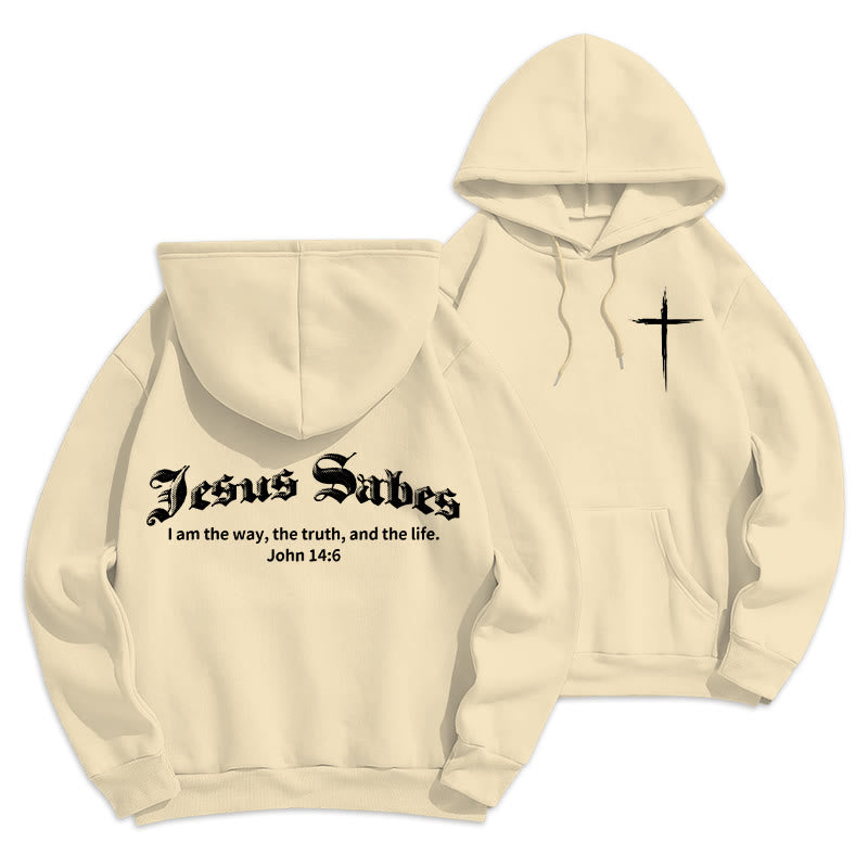 Christianartworkshop Jesus Saves John 14:6 Faith Fleece Lined Polyester Hoodie - Beige - 2XL - image 22