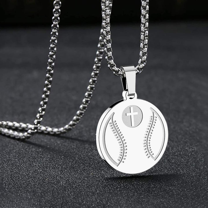 Christianartworkshop Sports Prayer Pendant Necklace: Philippians 4:13 & Sport Icon for Daily Carry - Silver Baseball - image 0