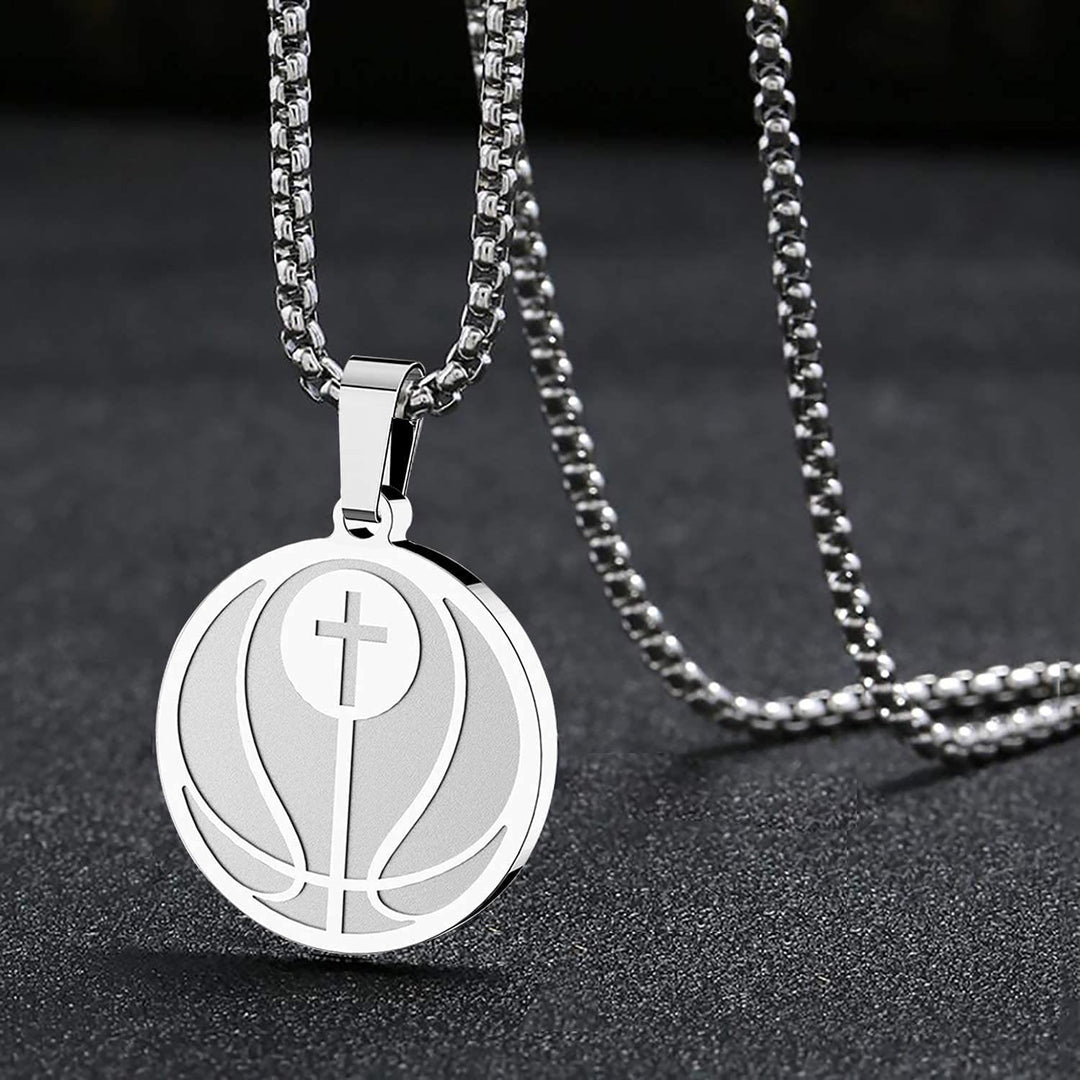 Christianartworkshop Sports Prayer Pendant Necklace: Philippians 4:13 & Sport Icon for Daily Carry - Silver Basketball - image 6